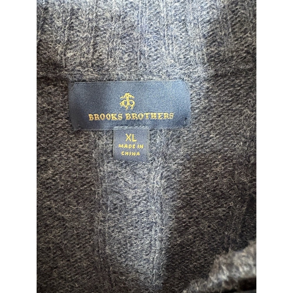 Brooks Brothers 100% Wool Navy Cable Knit 1/4 Zip Sweater Men's Size XL Dadcore - Picture 4 of 5